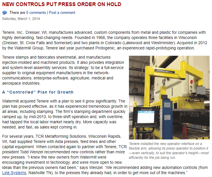 NEW CONTROLS PUT PRESS ORDER ON HOLD